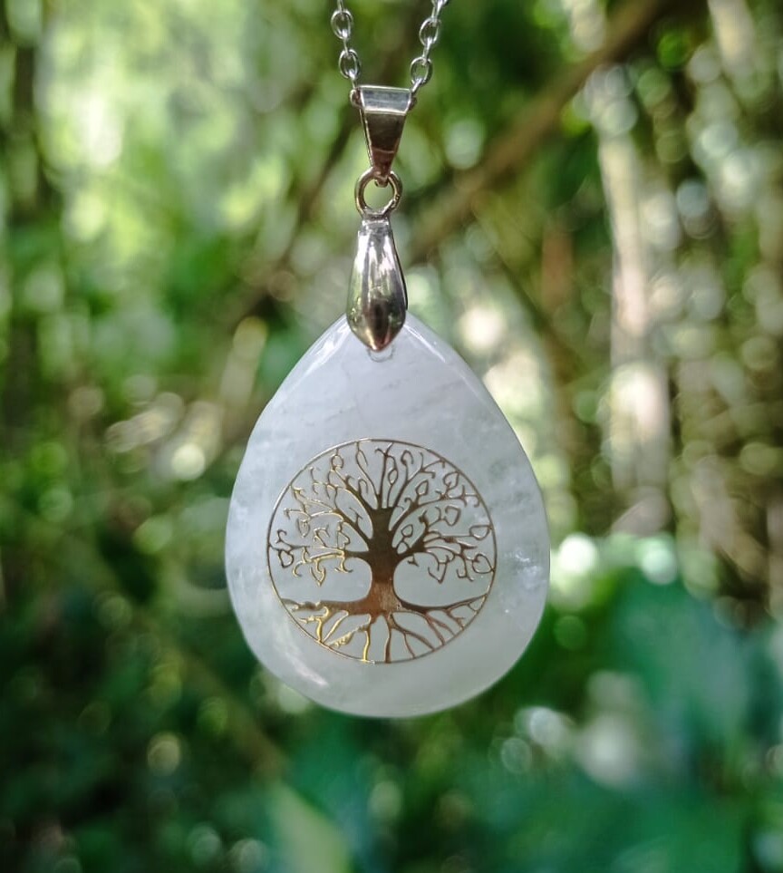 Dije en Cuarzo Cristal con Árbol de la Vida